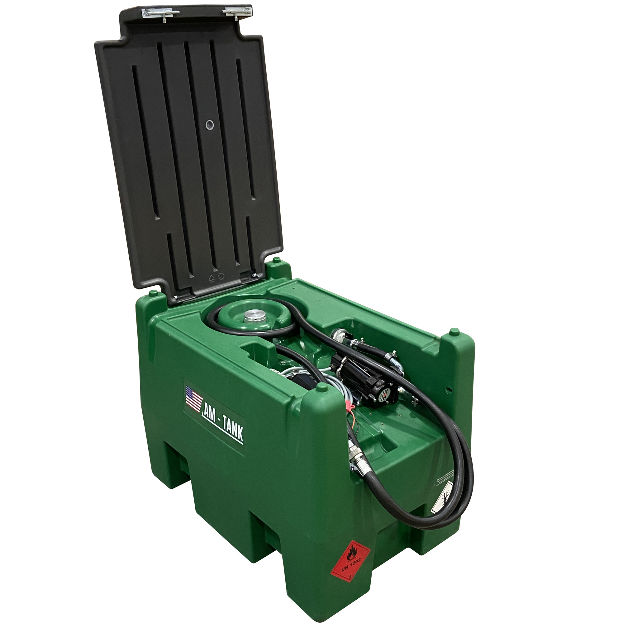 AMERICAN FUEL TANK, Portable 58 gal Diesel Tank w/12V pump and lid, Capacity 58 Gal, Shape Other, Model# AM-TANK58DIESEL